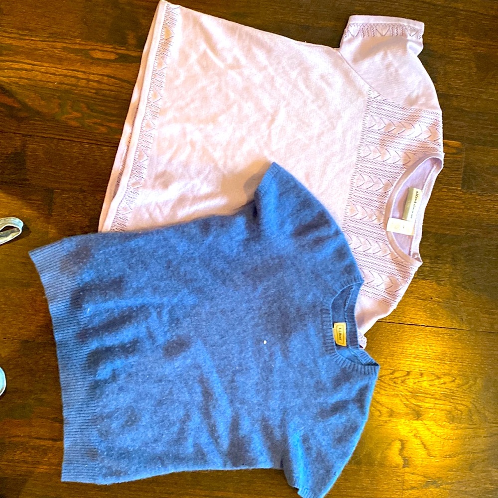 Two short sleeves sweaters.  One cashmere